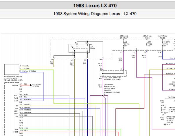 1998年雷克萨斯LX470空调和发动机电路图