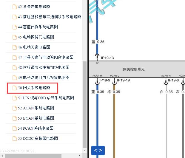 2018-2019年广汽传祺GS5  网关电路图