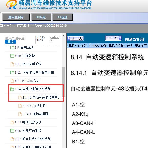 2014-2016年北京汽车-绅宝D50变速箱针脚