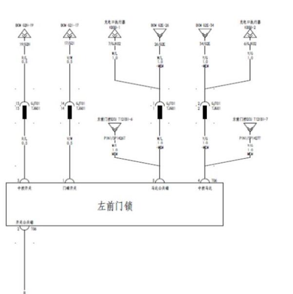 2020年比亚迪汉DM 门锁电路图