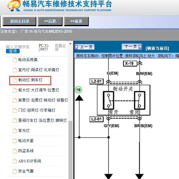 2015-2016年海马汽车-M6制动开关电路图