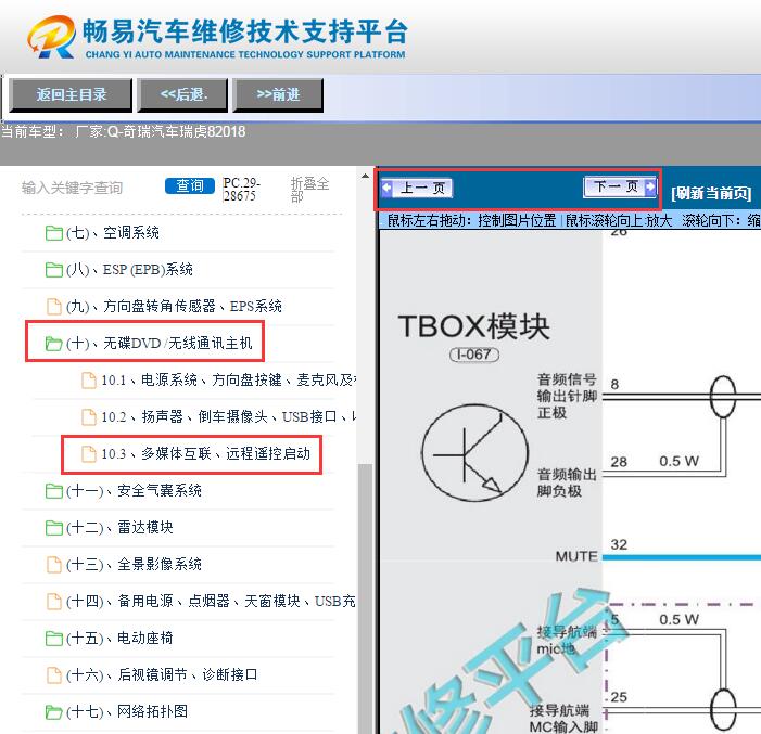 2018年奇瑞瑞虎8  TBOX电路图