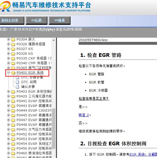 2019-2020年日产轩逸故障码P0401解析