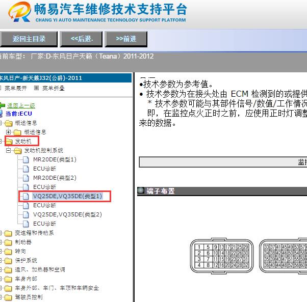 2011年日产天籁发动机针脚