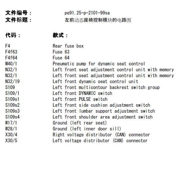 2004年奔驰S320座椅电路图