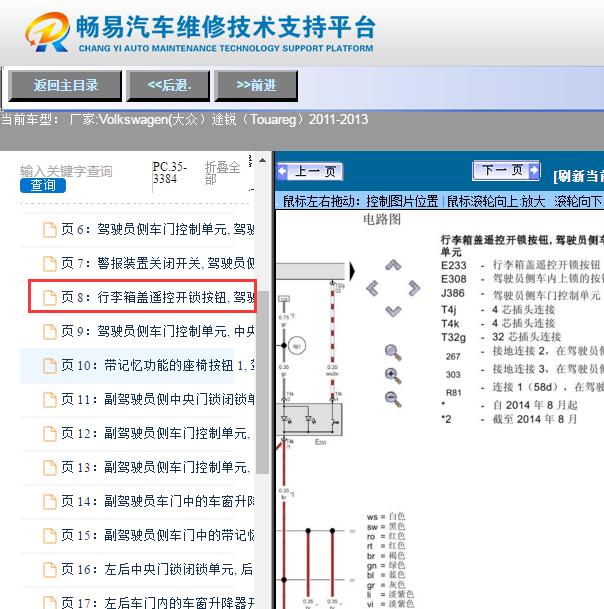2011-2013年大众途锐  后备箱锁电路图