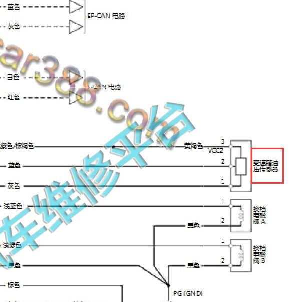 2019-2020年本田雅阁 变速箱油压传感器电路图