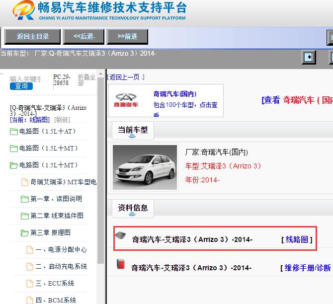 奇瑞汽车-艾瑞泽3（Arrizo 3）-2014-[ 线路图 ]