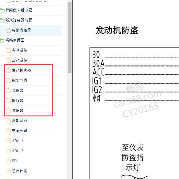 2014-2015年北汽幻速S3发动机和防盗电路图.