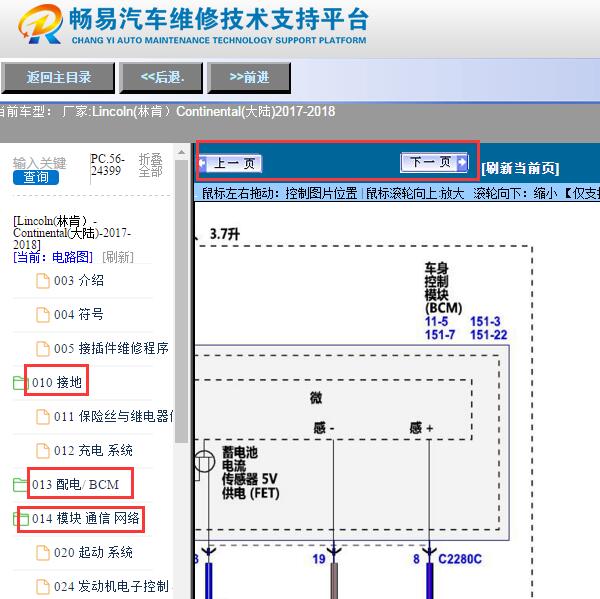 2017-2018年林肯大陆车身电路图