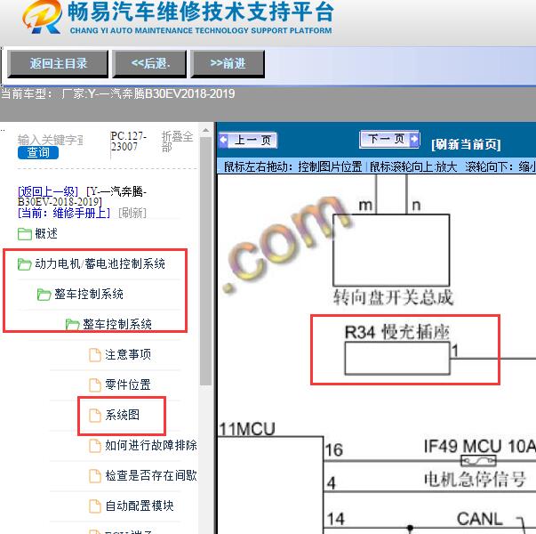 2019年奔腾B30EV慢充充电口电路图