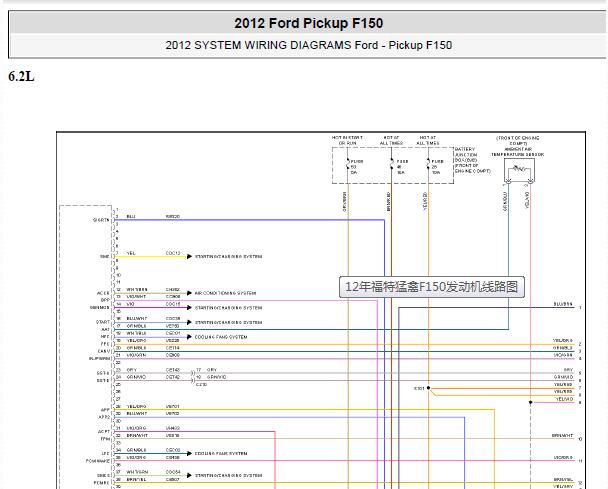 2012年福特猛禽F150发动机电路图