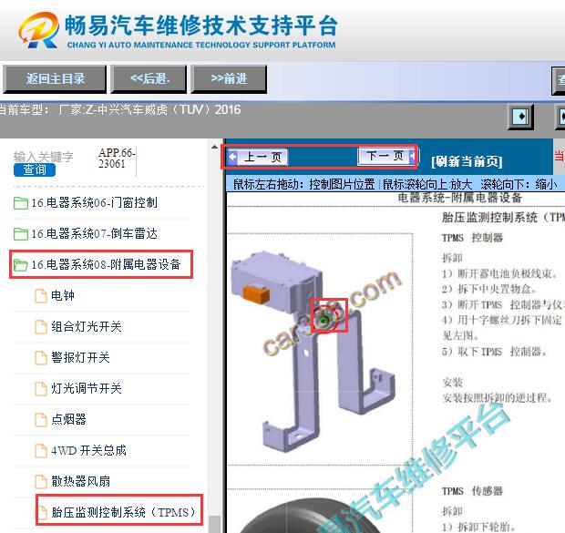 2016年中兴威虎胎压监测模块位置
