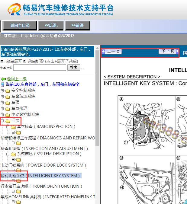 2013年英菲尼迪G37无钥匙进入系统维修手册