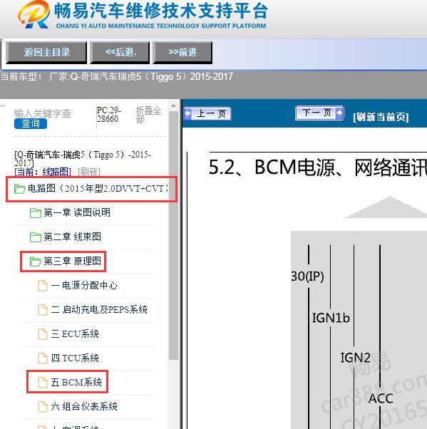 2015-2017年奇瑞汽车-瑞虎5（Tiggo 5）BCM电路图