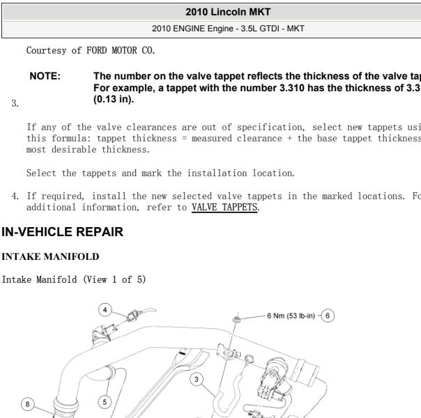 2010年林肯MKT发动机维修手册