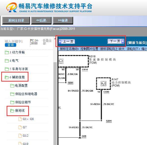 2008-2011年福特福克斯  搭铁电路图