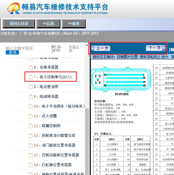 2011-2012奇瑞瑞麒G5  发动机针脚 