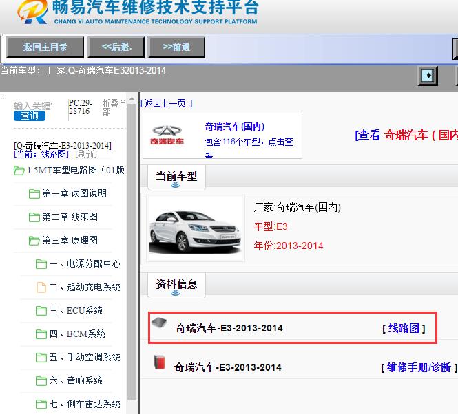 奇瑞汽车-E3-2013-2014[ 线路图 ]