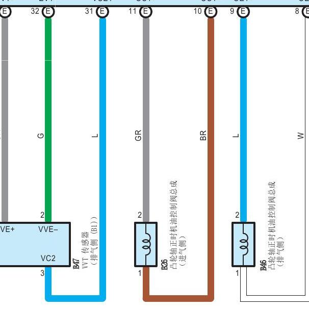 2019年丰田威驰5NR发动机凸轮轴电磁阀电路图