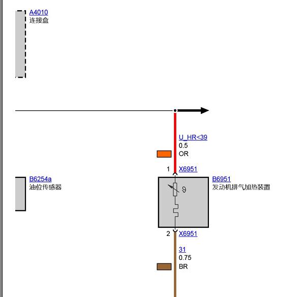 2009年宝马320I机油油位传感器电路图