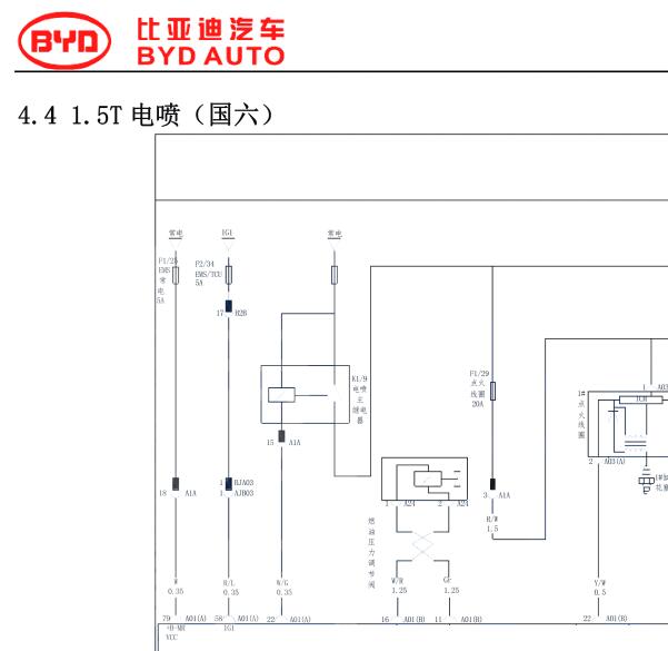 2019年比亚迪宋476发动机103+95针电路图