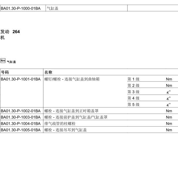 2019年奔驰C260发动机缸盖螺丝扭矩
