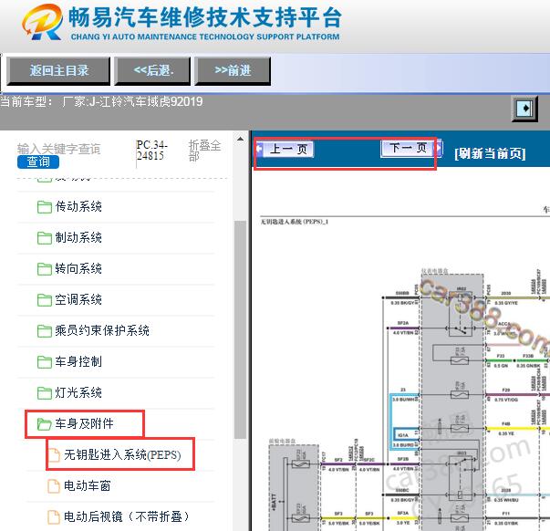 2019年江铃域虎9 无钥匙系统电路图