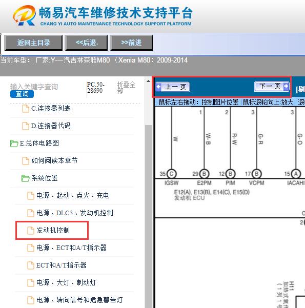 2009-2014年森雅M80  发动机电路图