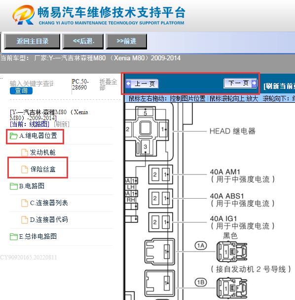 2009-2014年森雅M80 继电器位置资料