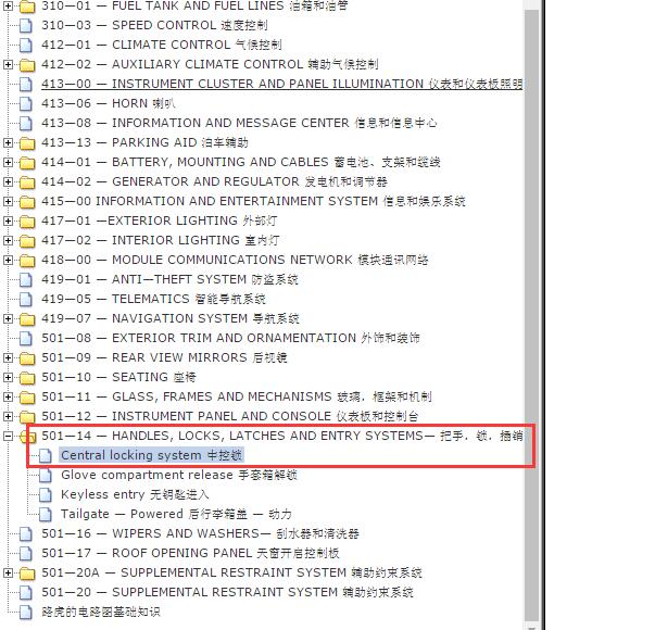 2015年路虎揽胜运动中控锁电路图