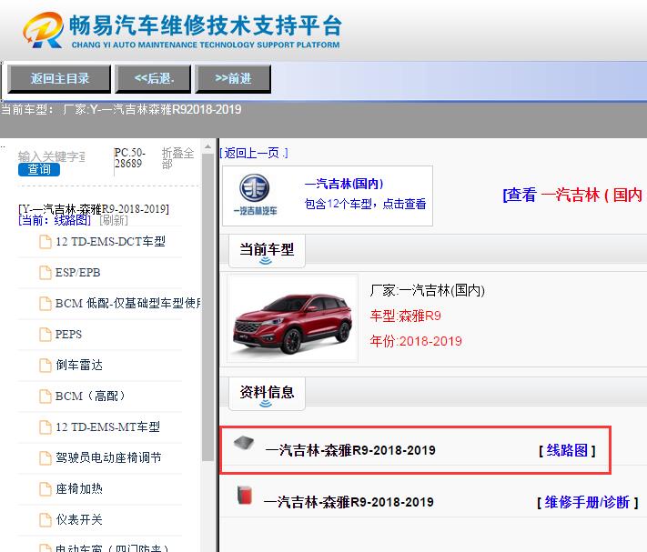 一汽吉林-森雅R9-2018-2019[ 线路图 ]