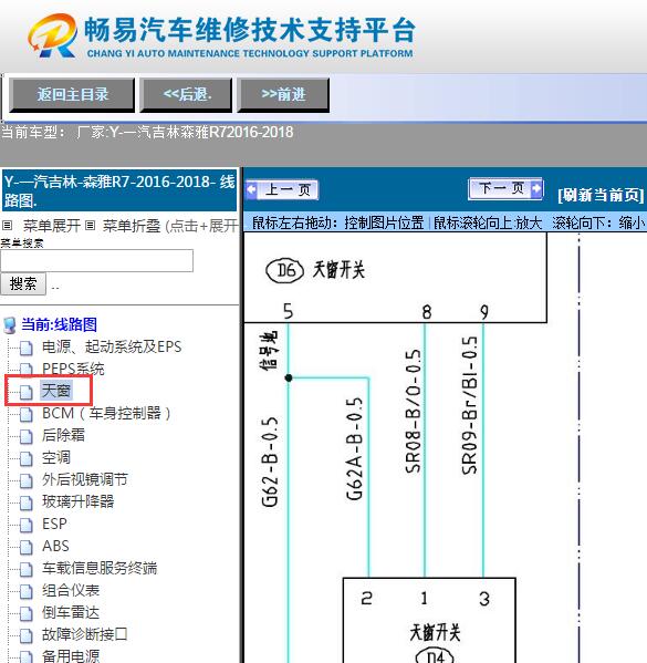 2016-2018年森雅R7  天窗电路图