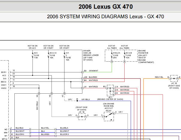 2006年雷克萨斯GX470座椅记忆电路图