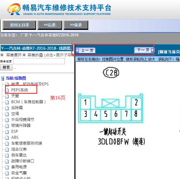 2016-2018年森雅R7  一键启动针脚资料