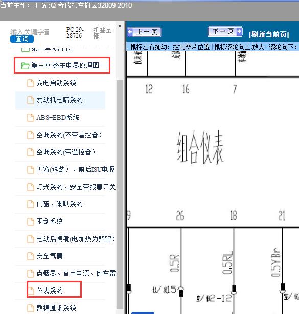 2009-2010年奇瑞汽车-旗云3仪表电路图