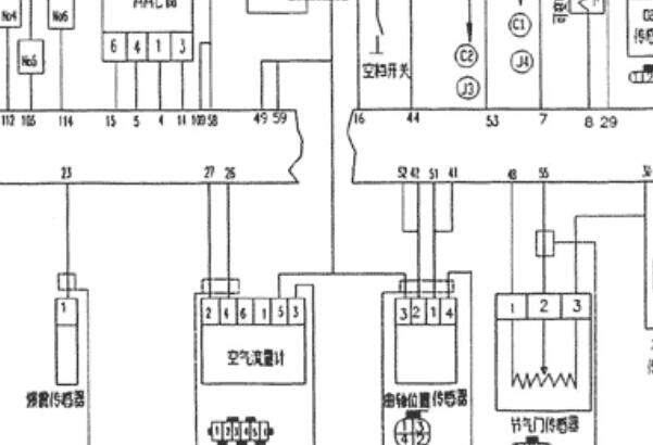 2002年一汽红旗明仕发动机曲轴位置传感器电路图