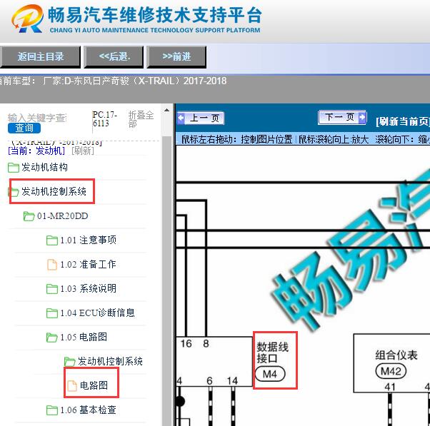 2017年日产奇骏OBD诊断电路图