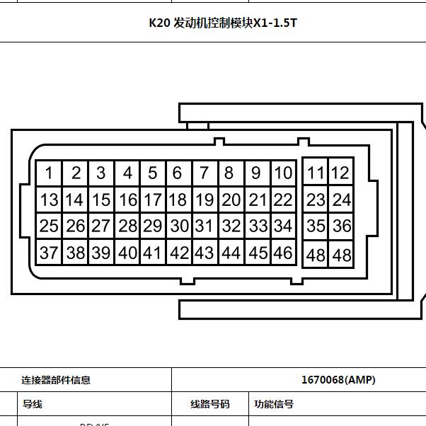 2018-2020年宝骏730 1.5T 发动机针脚