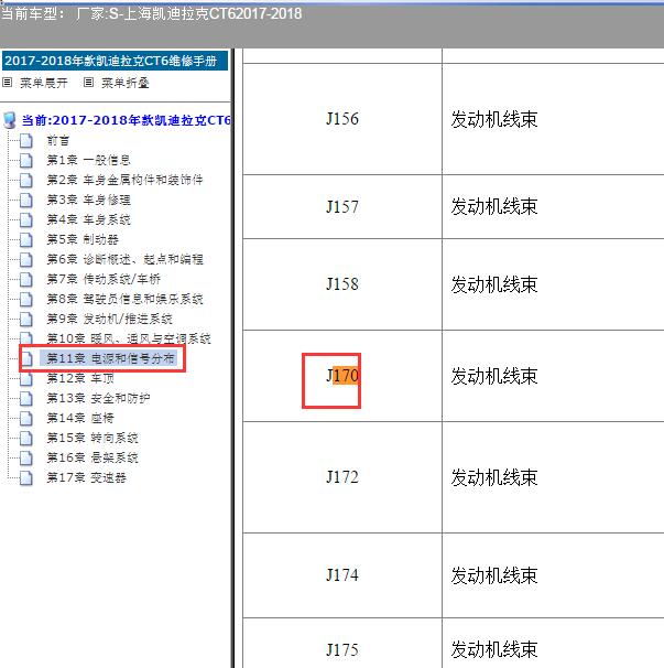2017-2018年凯迪拉克CT6 J170线束位置
