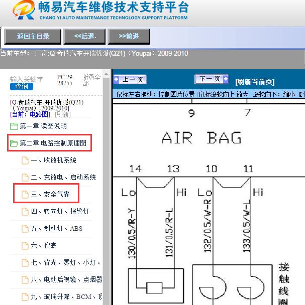 奇瑞汽车-2009-2010年开瑞优派(Q21)（Youpai）安全气囊电路图
