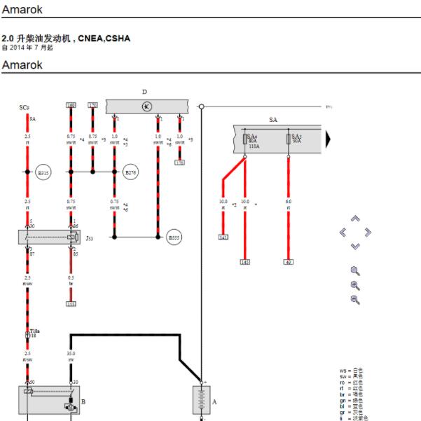 2014年大众AMAROK  发动机和保险丝电路图