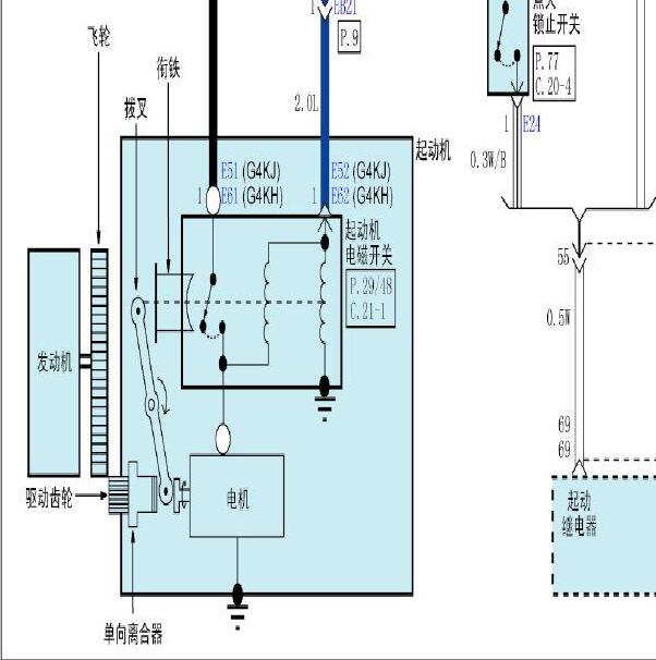 2013年现代新胜达2.4 启动电路图