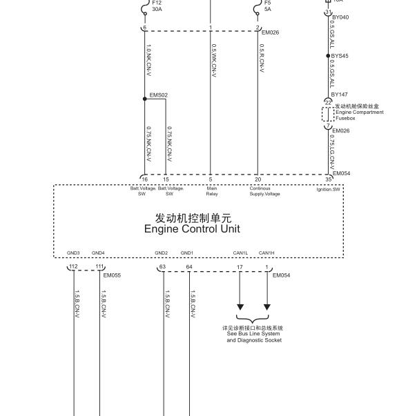 2013年名爵MG3 XROSS发动机电路图