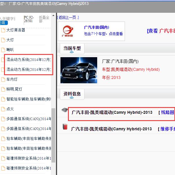 2013年丰田凯美瑞混动电路图