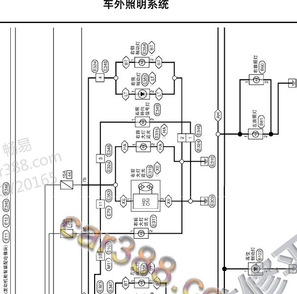 2013-2014年日产天籁车外照明电路图