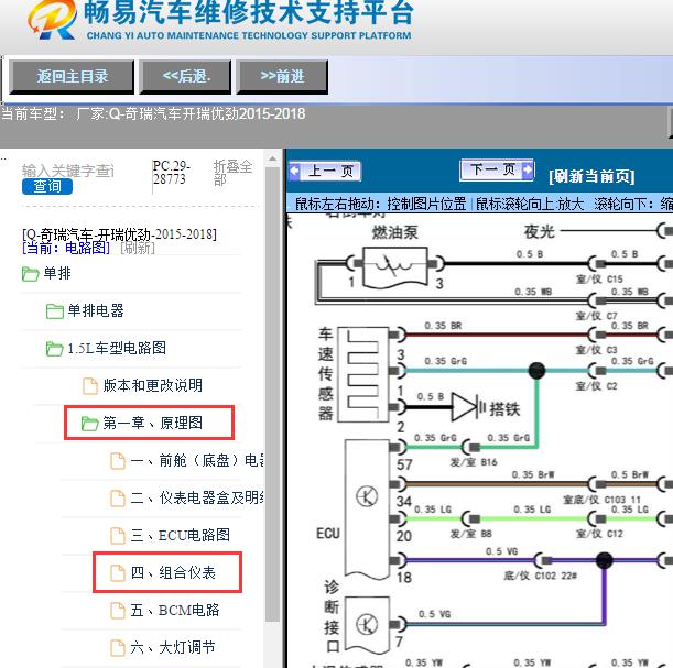 2015-2018年奇瑞汽车-开瑞优劲油表电路图