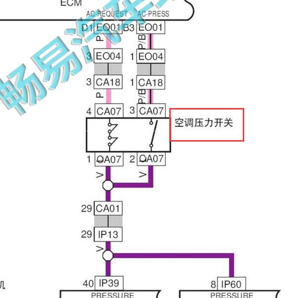 2016-2017年吉利金刚空调压力开关电路图