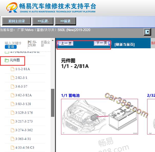2019-2020年沃尔沃S60L部件位置