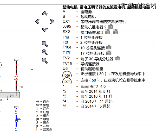 14年大众途锐启动继电器电路图
